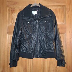 xhiliration Black Faux-Leather Moto Jacket